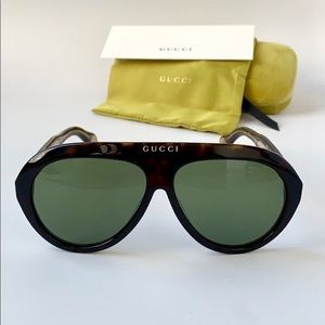 Gucci Aviator Sunglasses GG0479S 003 Havana/ Green